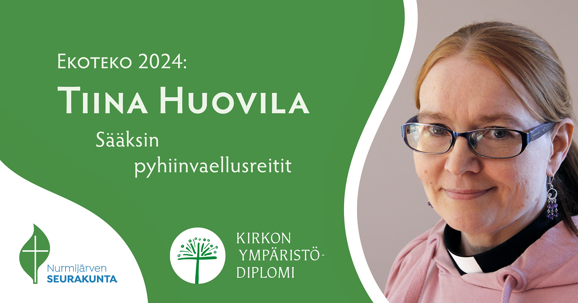 Kuva hymyilevästä Tiina Huovilasta ja teksti: