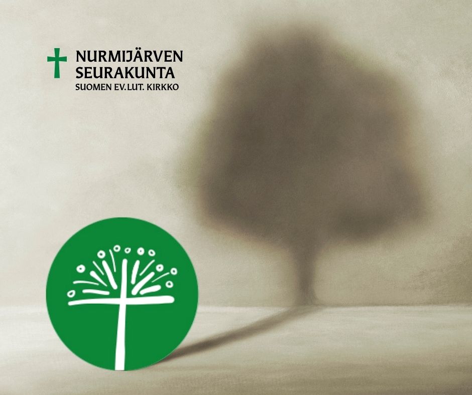 hiilineutraali kirkko -tunnus, jonka eräänlaisena varjokuvana on puu