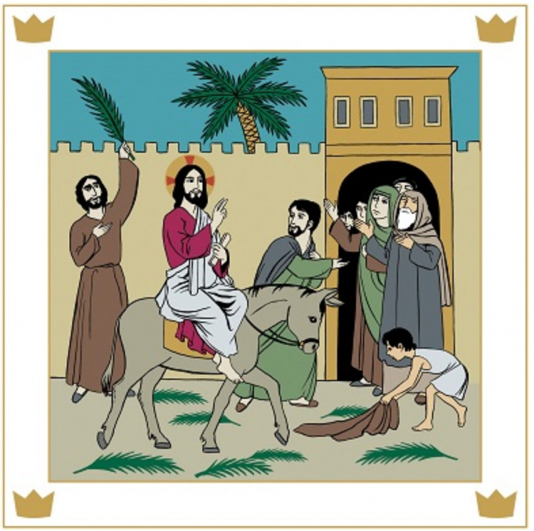 Jeesus ratsastaa aasilla