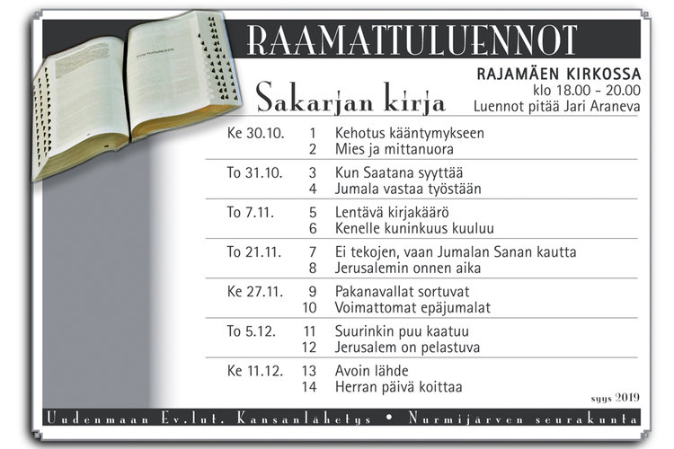 Raamattuluennot Sakarjan kirjasta Raamattuluennot Sakarjan kirjasta