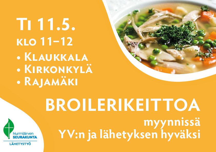 Broilerikeittoa myynnissä Keittoastia ja teksti