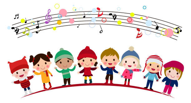 Useita lapsia laulamassa lasten joululauluja