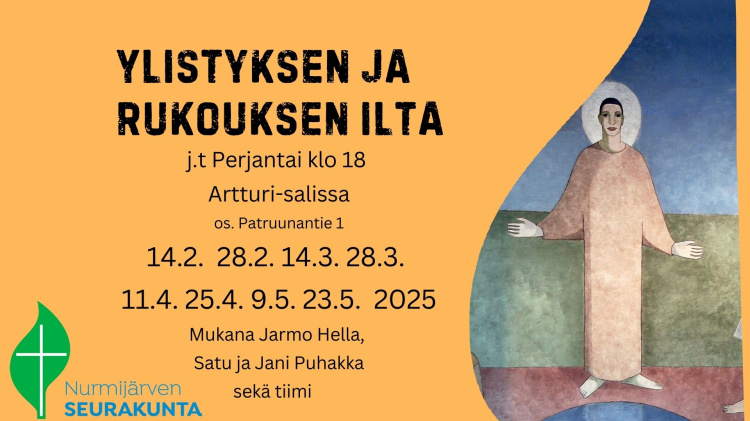 Ylistyksen- ja rukouksen ilta Artturi-salissa Kevätkauden rukousillat Artturisalissa