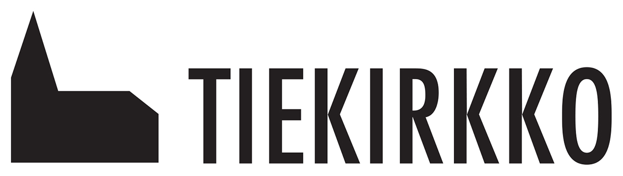 Tiekirkot-logo, jossa kirkon siluetti ja teksti